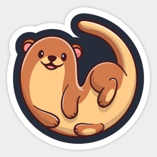 Cute Otter Cartoon Illustration Sticker